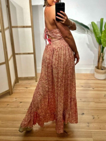 Vestido Nido de Abeja Estampado SYAHARA Beige HEVE