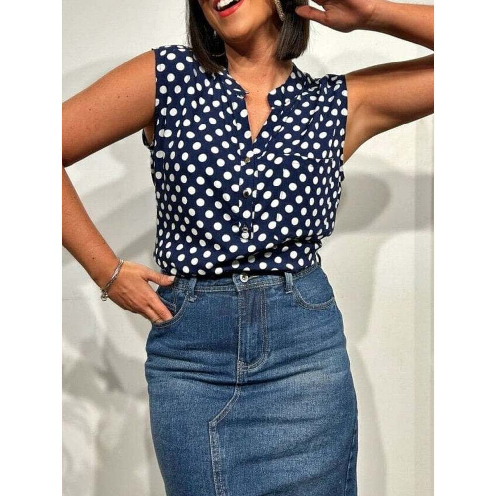 Blusa Lunares CHEKIDOT Marino HEVE