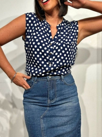 Blusa Lunares CHEKIDOT Marino HEVE