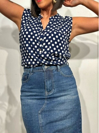 Blusa Lunares CHEKIDOT Marino HEVE