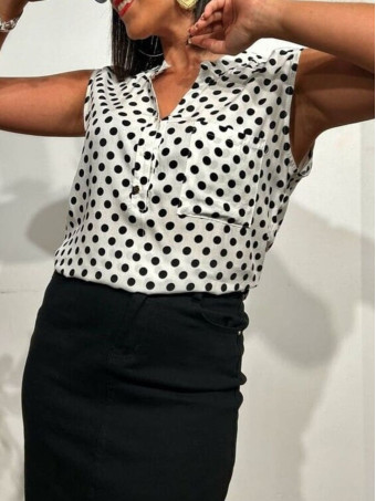 Blusa Lunares CHEKIDOT Blanco HEVE Blusa Lunares CHEKIDOT Blanco HEVE