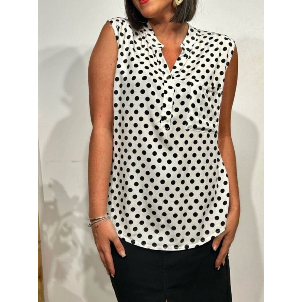 Blusa Lunares CHEKIDOT Blanco HEVE Blusa Lunares CHEKIDOT Blanco HEVE