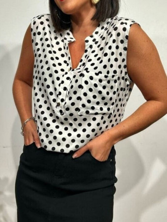 Blusa Lunares CHEKIDOT Blanco HEVE Blusa Lunares CHEKIDOT Blanco HEVE