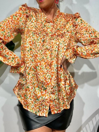 Blusa Satinada Volantes JUVELITH Naranja HEVE