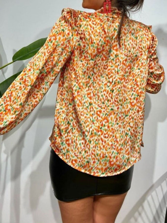Blusa Satinada Volantes JUVELITH Naranja HEVE
