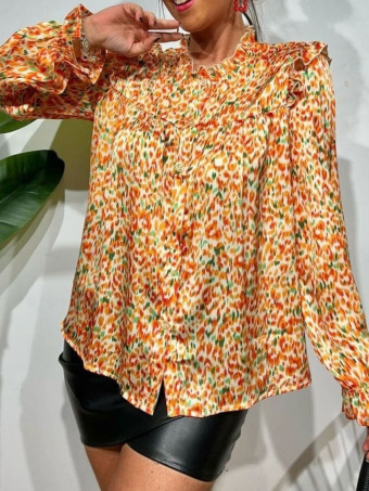 Blusa Satinada Volantes JUVELITH Naranja HEVE