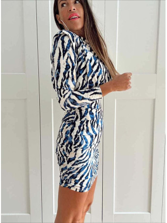 Vestido Print Drapeado SERAPHE Azul HEVE Vestido Print Drapeado SERAPHE Azul HEVE