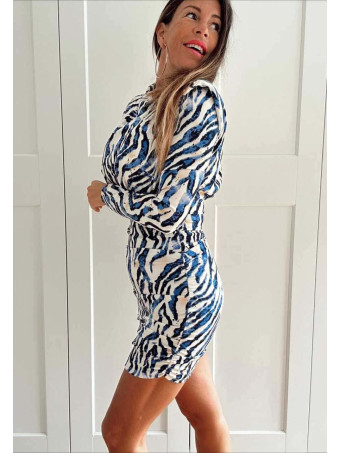 Vestido Print Drapeado SERAPHE Azul HEVE