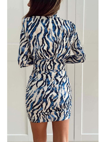 Vestido Print Drapeado SERAPHE Azul HEVE Vestido Print Drapeado SERAPHE Azul HEVE