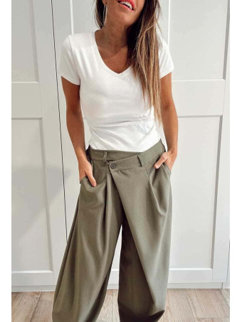 Pantalón Balloon Efecto Cruzado ZAVELLE Verde Militar HEVE