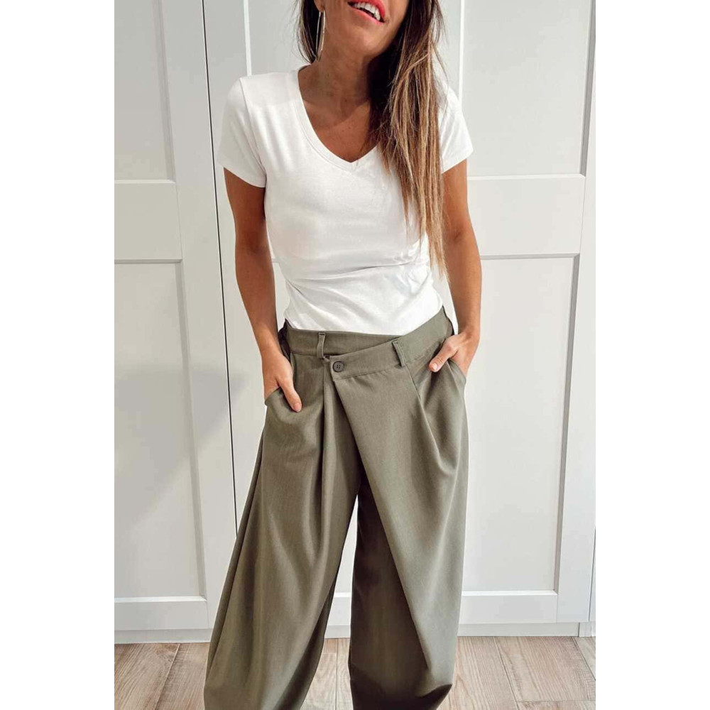 Pantalón Balloon Efecto Cruzado ZAVELLE Verde Militar HEVE