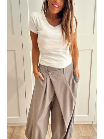 Pantalón Balloon Efecto Cruzado ZAVELLE Gris HEVE