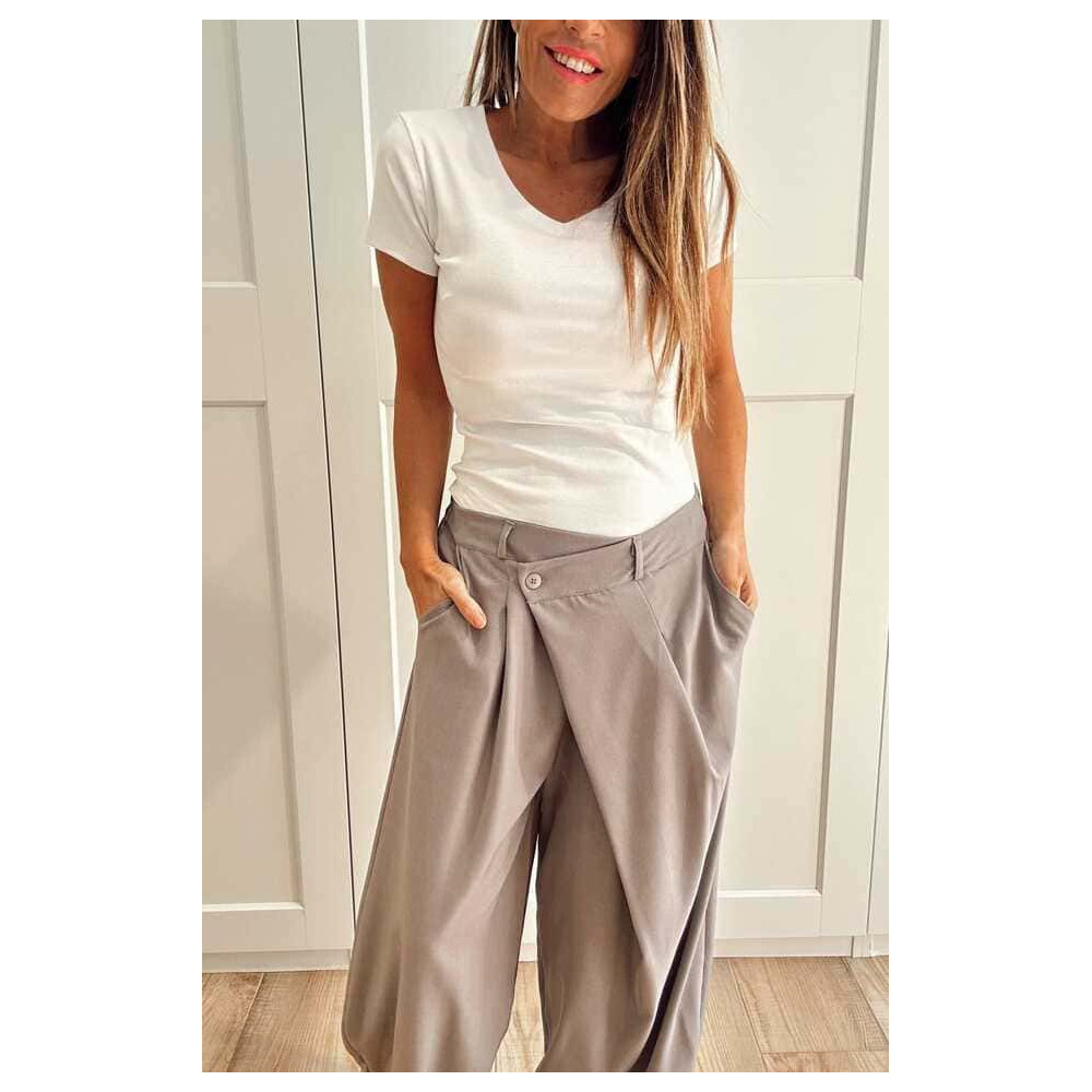 Pantalón Balloon Efecto Cruzado ZAVELLE Gris HEVE Pantalón Balloon Efecto Cruzado ZAVELLE Gris HEVE
