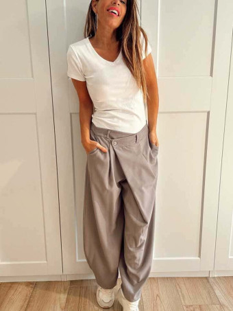 Pantalón Balloon Efecto Cruzado ZAVELLE Gris HEVE Pantalón Balloon Efecto Cruzado ZAVELLE Gris HEVE
