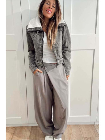 Pantalón Balloon Efecto Cruzado ZAVELLE Gris HEVE Pantalón Balloon Efecto Cruzado ZAVELLE Gris HEVE