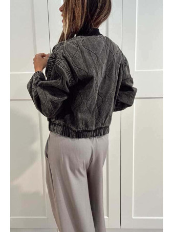 Cazadora Bomber Vaquera Ondas AVENYA Negro HEVE Cazadora Bomber Vaquera Ondas AVENYA Negro HEVE