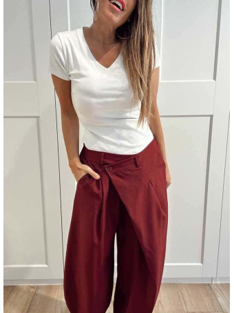 Pantalón Balloon Efecto Cruzado ZAVELLE Burdeos HEVE