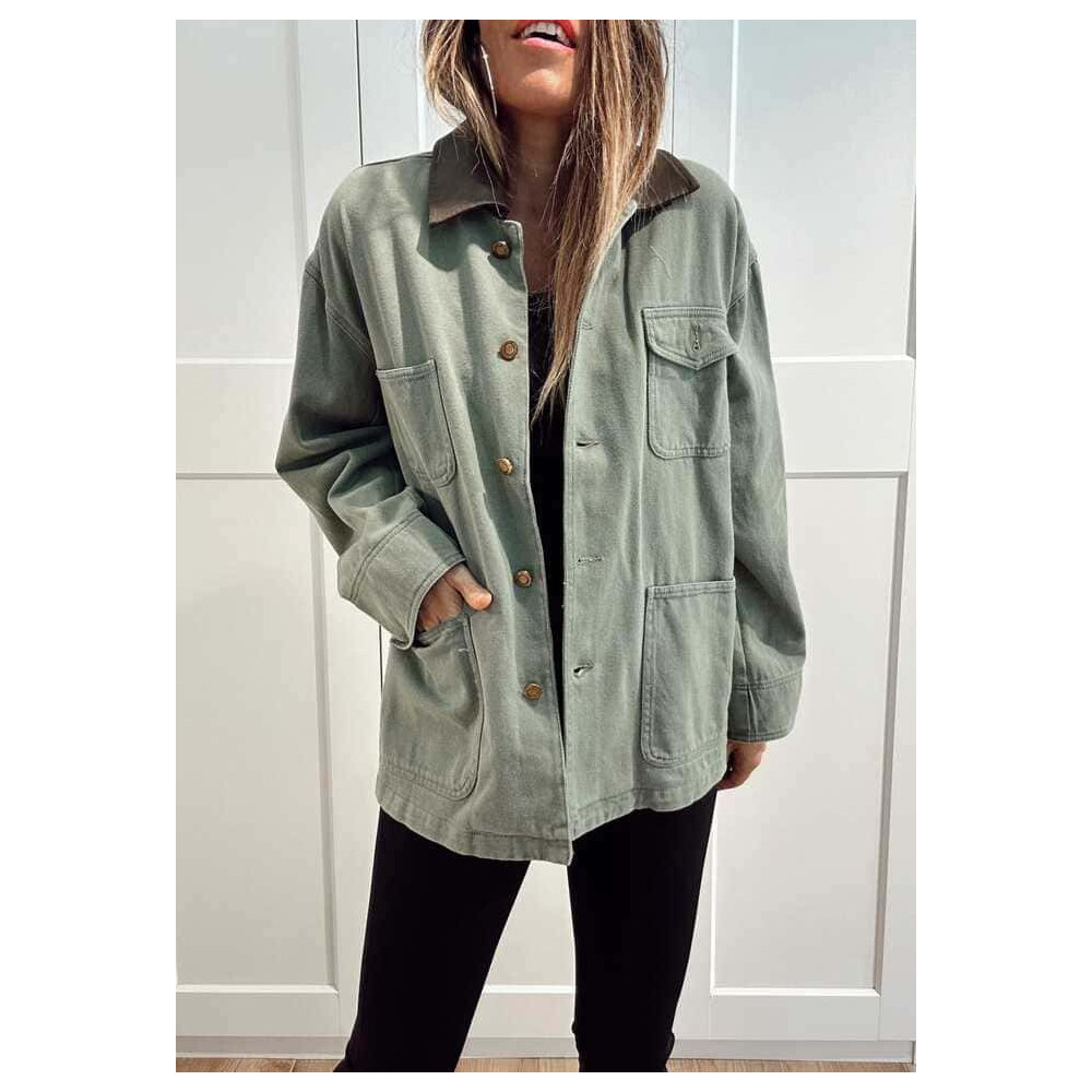 Sobrecamisa Vaquera Terminaciones Efecto Piel TAVINA Verde Ceniza HEVE Sobrecamisa Vaquera Terminaciones Efecto Piel TAVINA Verde Ceniza HEVE