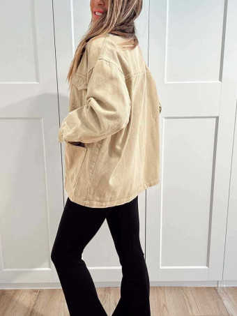 Sobrecamisa Vaquera Terminaciones Efecto Piel TAVINA Taupe HEVE Sobrecamisa Vaquera Terminaciones Efecto Piel TAVINA Taupe HEVE