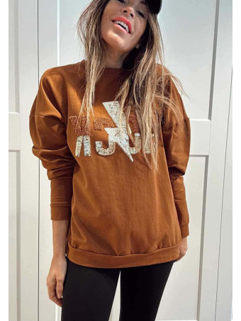 Sudadera Lentejuelas THUNDER ROCK Marrón HEVE