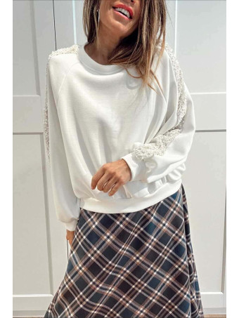 Sudadera Soft Touch Lentejuelas GLISVA Crudo HEVE