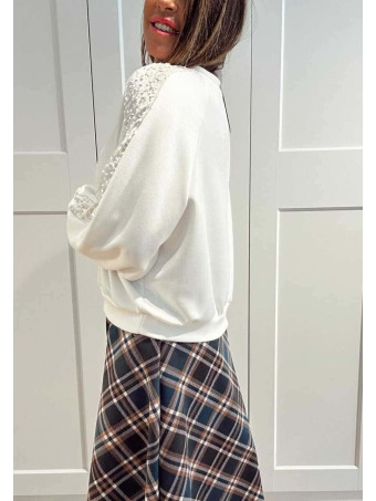 Sudadera Soft Touch Lentejuelas GLISVA Crudo HEVE Sudadera Soft Touch Lentejuelas GLISVA Crudo HEVE