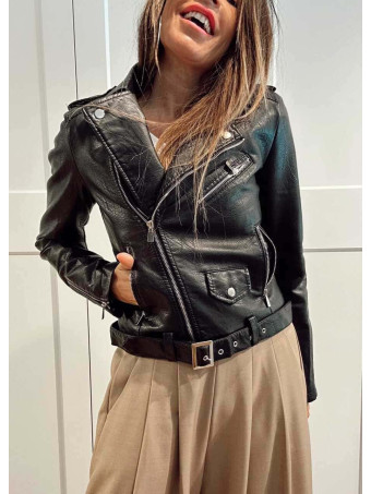 Cazadora Biker Polipiel RIDERS Negro HEVE