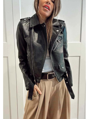 Cazadora Biker Polipiel RIDERS Negro HEVE