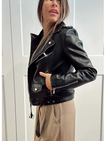 Cazadora Biker Polipiel RIDERS Negro HEVE