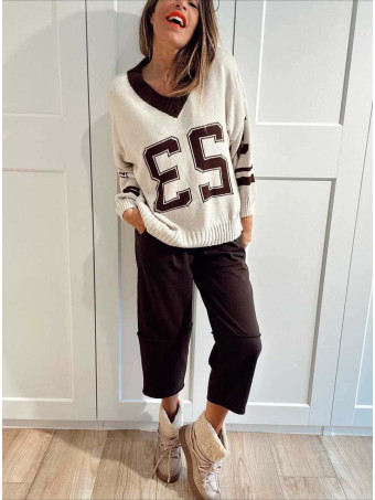 Jersey Varsity Escote Pico TWENTY THREE Beige HEVE