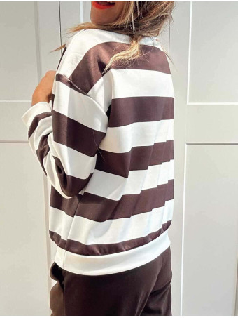 Sudadera Varsity Rayas BOSTON 68 Marrón/Camel HEVE