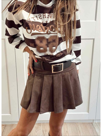 Falda Pantalón Plisada con Cinturón FRANNIE Marrón HEVE Falda Pantalón Plisada con Cinturón FRANNIE Marrón HEVE