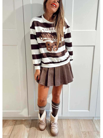 Falda Pantalón Plisada con Cinturón FRANNIE Marrón HEVE Falda Pantalón Plisada con Cinturón FRANNIE Marrón HEVE