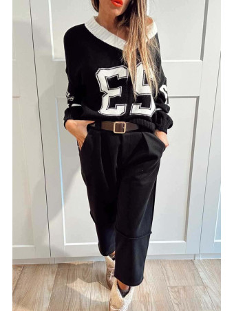 Pantalón Barrel con Cinturón AKINNA Negro HEVE Pantalón Barrel con Cinturón AKINNA Negro HEVE