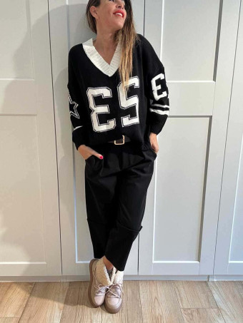 Jersey Varsity Escote Pico TWENTY THREE Negro HEVE Jersey Varsity Escote Pico TWENTY THREE Negro HEVE