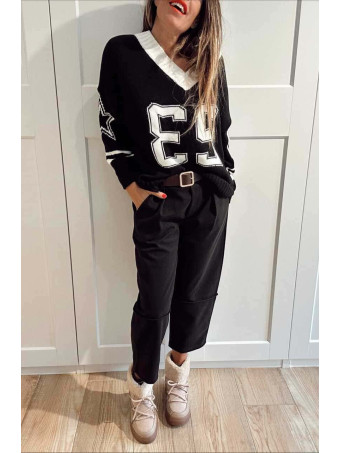 Jersey Varsity Escote Pico TWENTY THREE Negro HEVE Jersey Varsity Escote Pico TWENTY THREE Negro HEVE