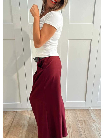 Pantalón Palazzo Cinturón CHARMELLIE Burdeos HEVE