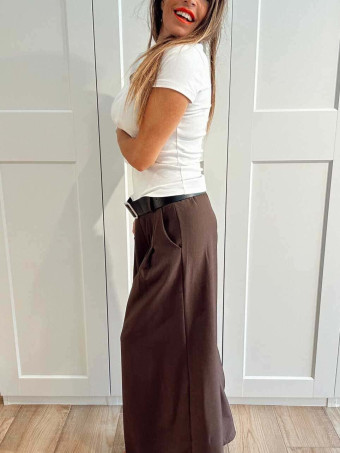 Pantalón Palazzo Cinturón CHARMELLIE Marrón HEVE