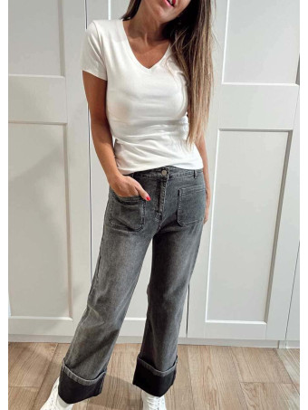Jeans Cuffed Straight BUNNER Gris HEVE
