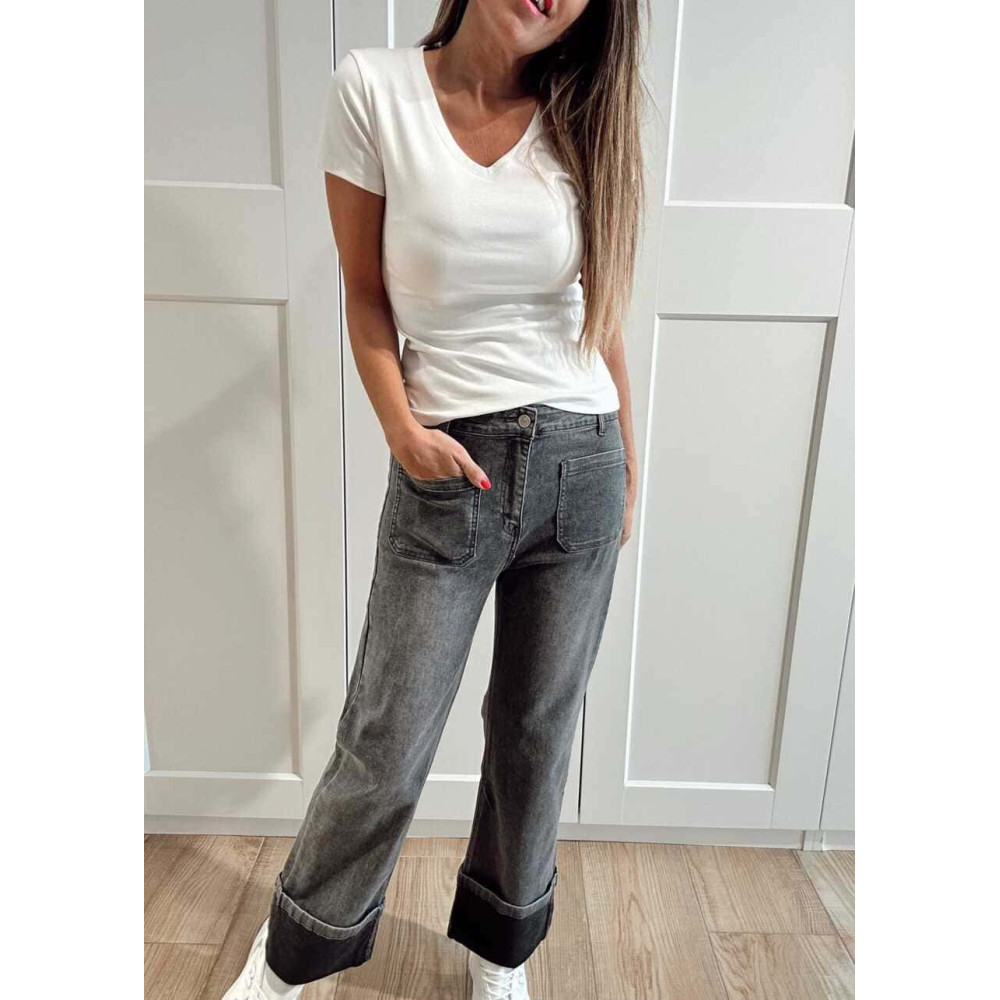Jeans Cuffed Straight BUNNER Gris HEVE Jeans Cuffed Straight BUNNER Gris HEVE