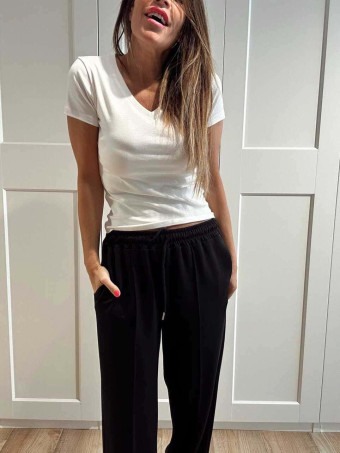 Pantalón Wide Leg Soft Touch LUKA Negro HEVE