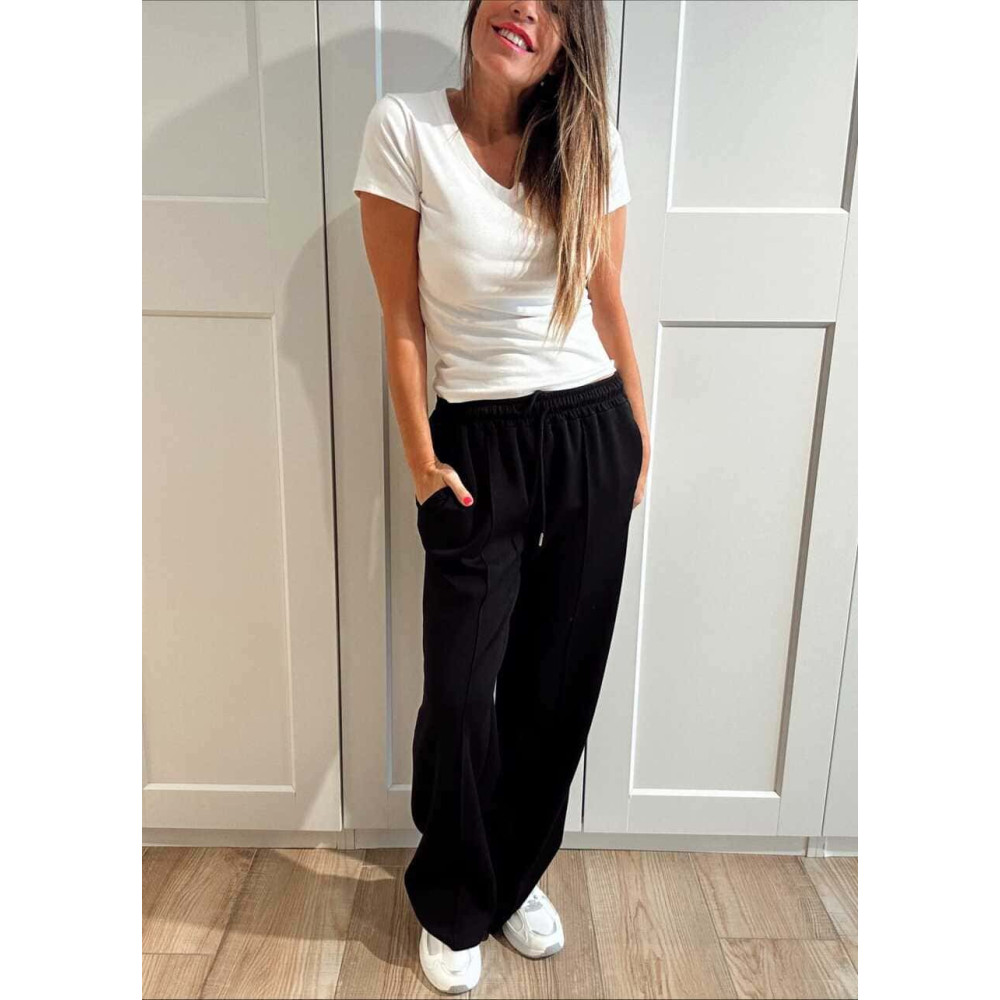 Pantalón Wide Leg Soft Touch LUKA Negro HEVE