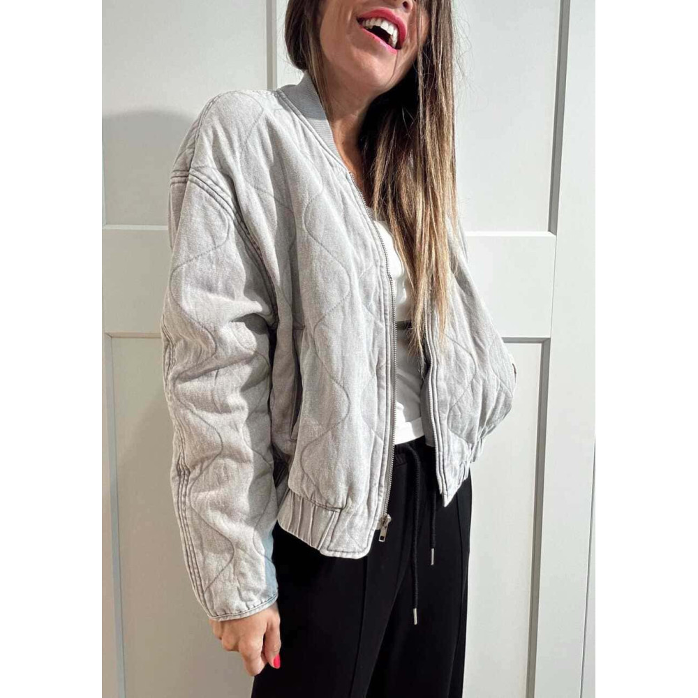 Cazadora Bomber Vaquera Ondas AVENYA Gris HEVE Cazadora Bomber Vaquera Ondas AVENYA Gris HEVE