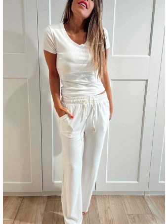 Pantalón Comfy Punto BRAYLEN Blanco HEVE Pantalón Comfy Punto BRAYLEN Blanco HEVE