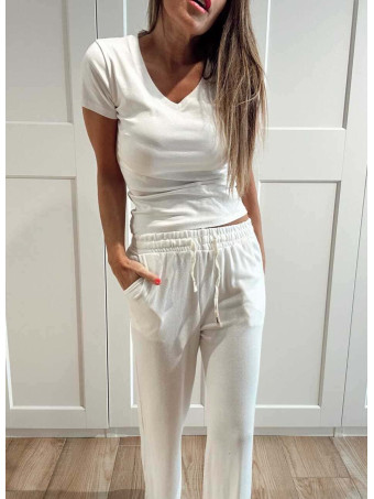 Pantalón Comfy Punto BRAYLEN Blanco HEVE Pantalón Comfy Punto BRAYLEN Blanco HEVE