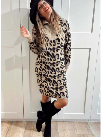 Vestido Punto Print ZYNKA Camel HEVE