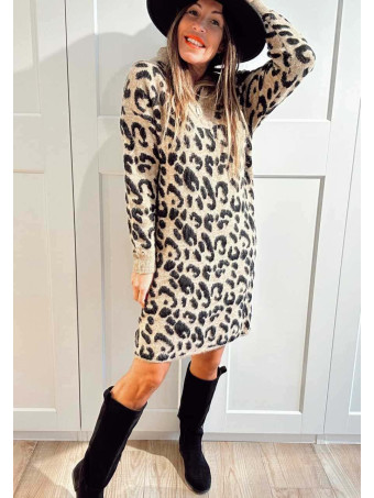 Vestido Punto Print ZYNKA Camel HEVE