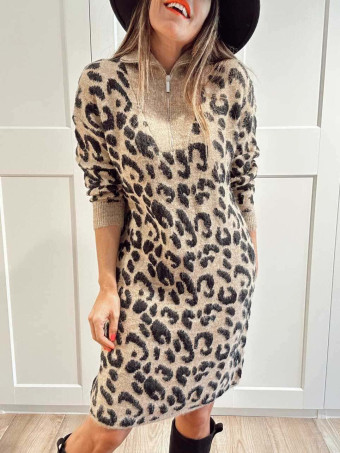 Vestido Punto Print ZYNKA Camel HEVE