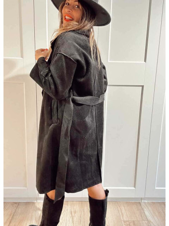 Abrigo Paño Doble Botonadura BASSO Negro HEVE