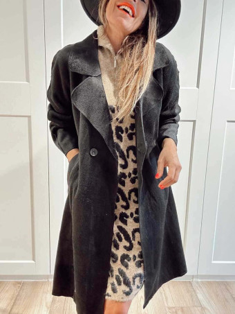 Abrigo Paño Doble Botonadura BASSO Negro HEVE